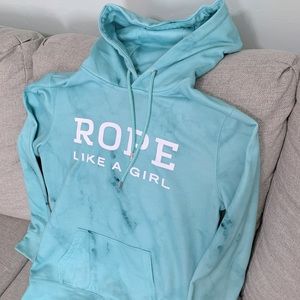 Hooey “Rope Like A Girl” Tie Die Hoodie in blue, size M